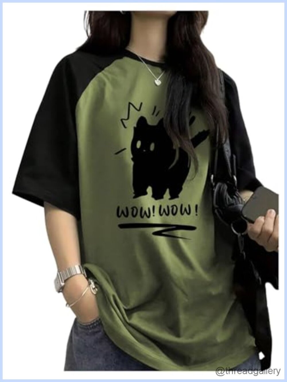 Womens Cute Graphic Tee Oversized Baggy Drop Shoulder Top